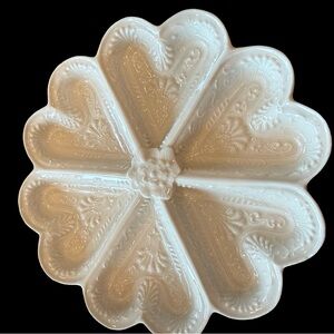 Staffordshire Porcelain Heart Cookie Mold White Decor